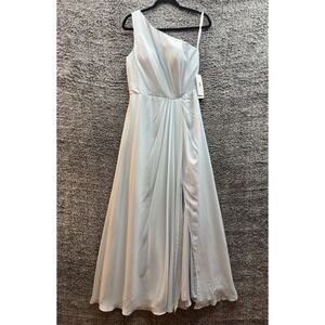 Babaroni Xanthe Women's One Shoulder Chiffon Maxi‎ Dress in Mist Size 10UK